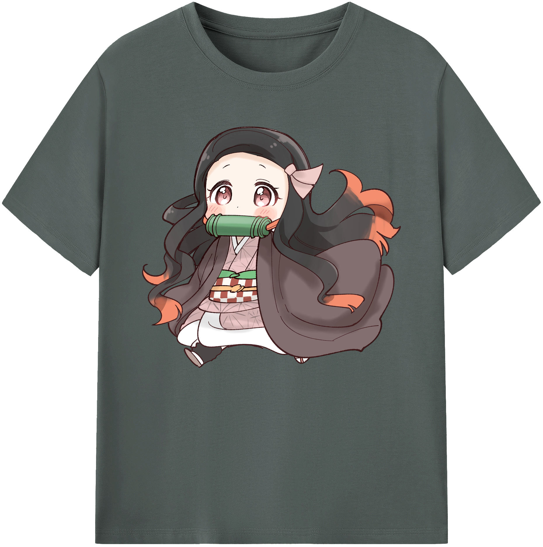 （画像用） 鬼滅の刃（きめつのやいば）竈門 禰󠄀豆子／かまど ねずこ Kamado Nezuko 綿100％ メンズ半袖Tシャツ｜肌触りやわらか＆通気性
